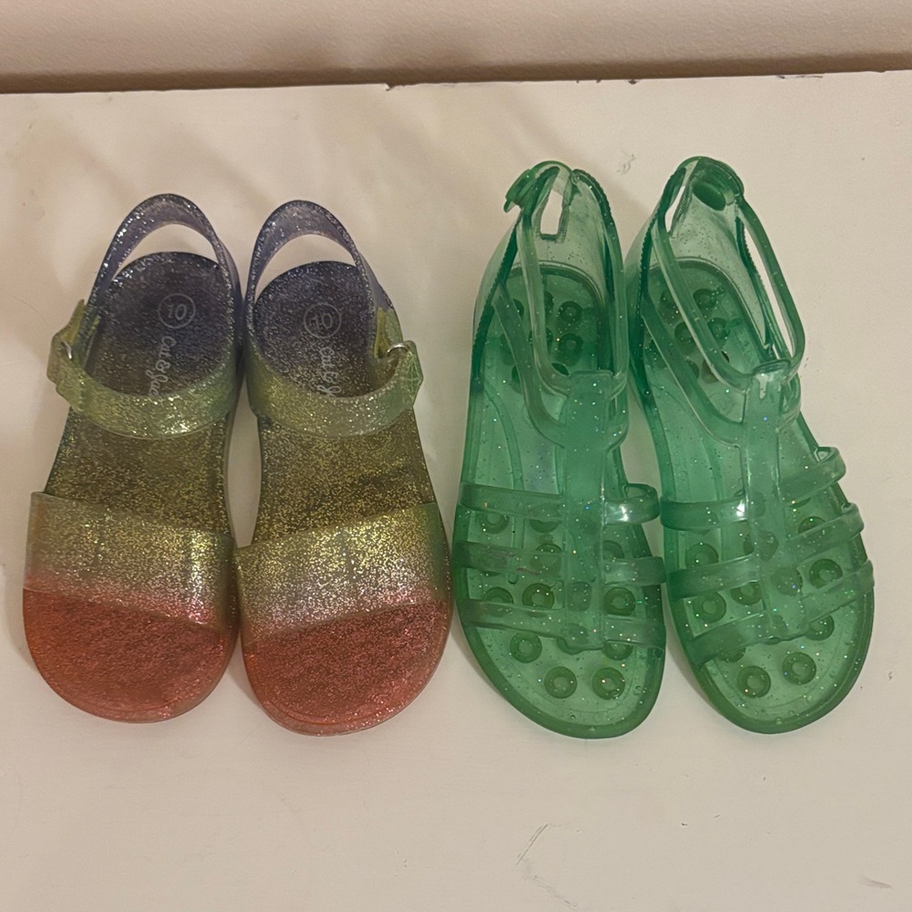 Cat & Jack Glittery Multicolor and Green Kids Sandals